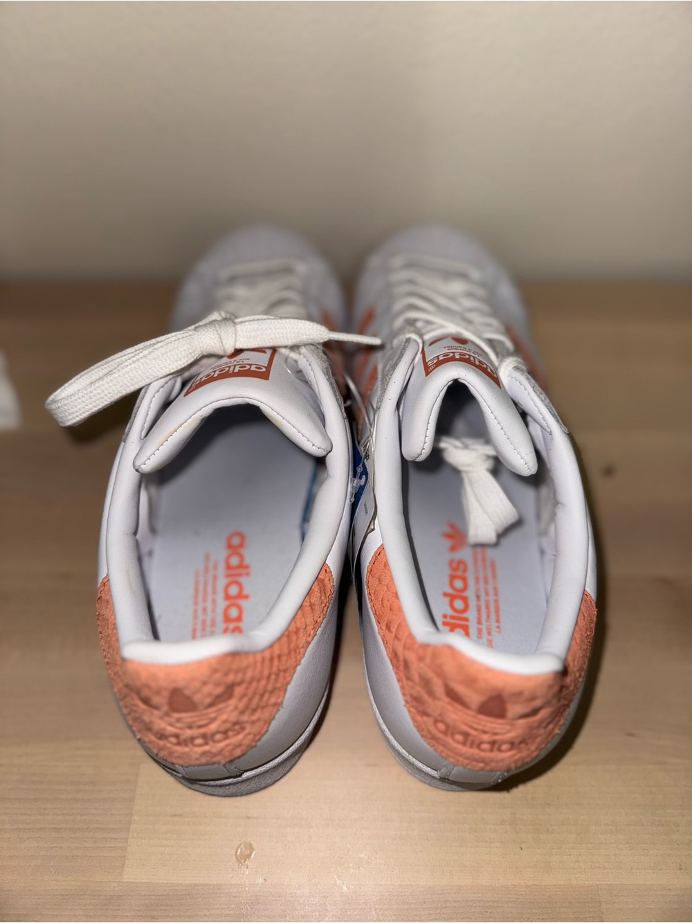 adidas White Sneakers with Coral Stripes - Picture 3 of 4